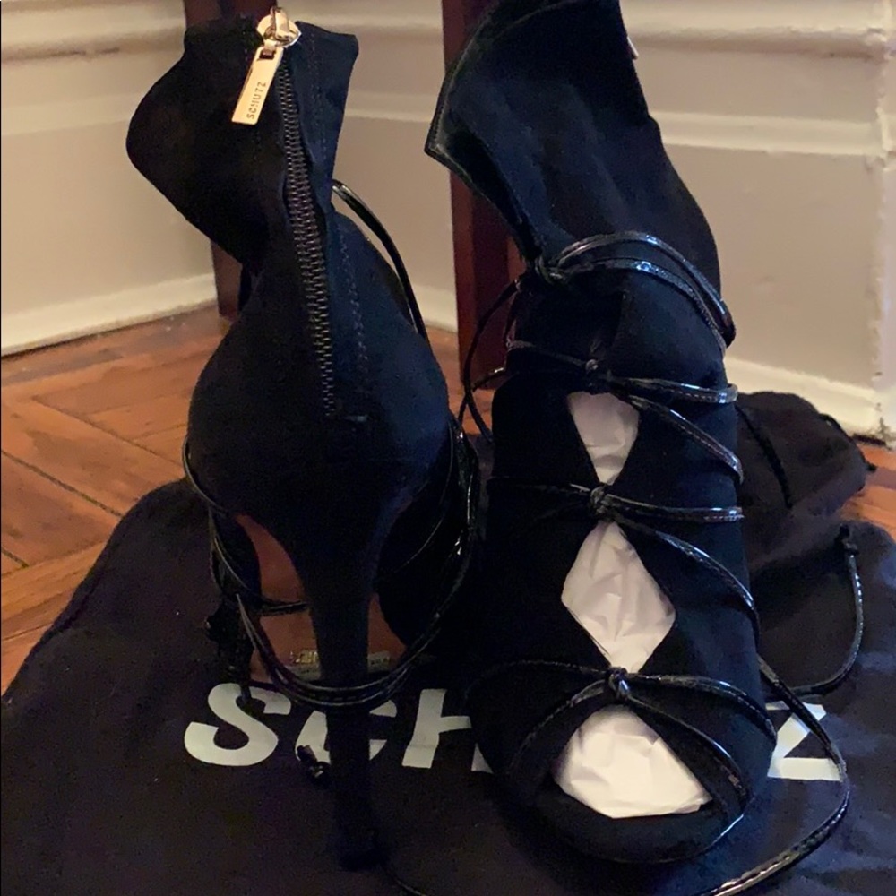Schutz Peep Toe Tie Up Booties